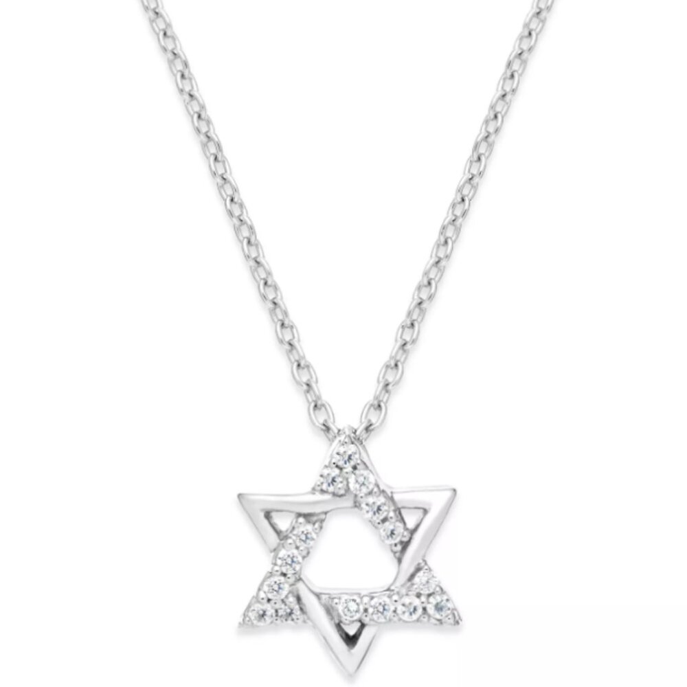Sterling Silver 1/10 CTW Natural Diamond Star of David Necklace 18 inch chain